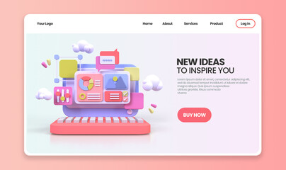 Web development for UI UX design concept illustration Landing page template business idea background