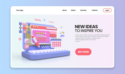Web development for UI UX design concept illustration Landing page template business idea background