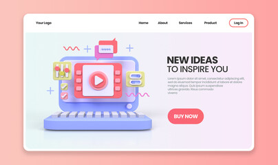 Web development for UI UX design concept illustration Landing page template business idea background
