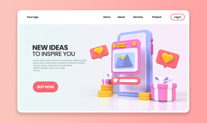 Web development for UI UX design concept illustration Landing page template business idea background