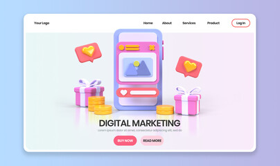 Web development for UI UX design concept illustration Landing page template business idea background