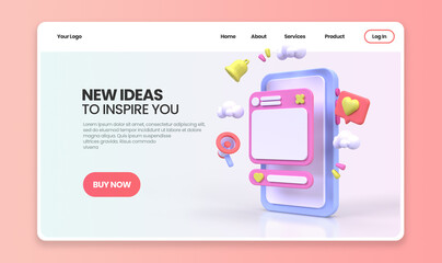 Web development for UI UX design concept illustration Landing page template business idea background