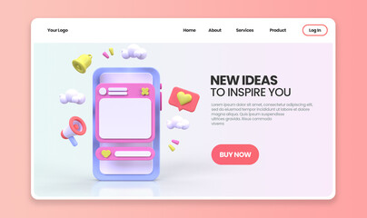 Web development for UI UX design concept illustration Landing page template business idea background