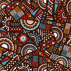 Hand drawn abstract seamless pattern, ethnic background, simple style - great for textiles, banners, wallpapers, wrapping - vector design