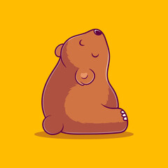 cute bear illustration suitable for mascot sticker and t-shirt design