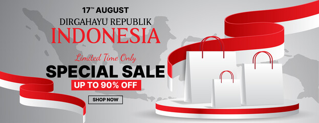 Wall Mural - indonesian independence day sale banner design template. vector illustration