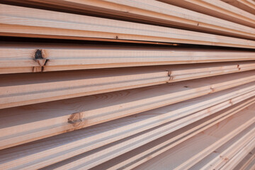 Wall Mural - Stack of wooden planks. Side view for background image