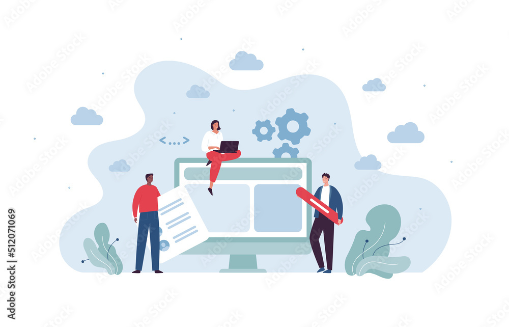 UI, UX and web design concept. Vector flat character illustration ...