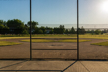 The Infield Of A Baseball Diamond In The Early Morning