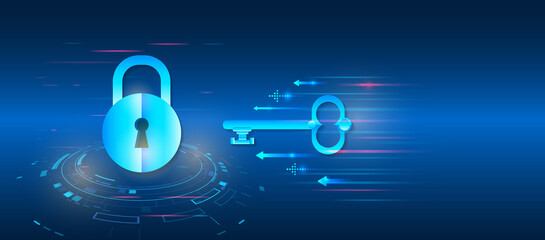 Fototapete - Data protection, privacy, and internet security concept. Hi-tech various background. Cyber security for business and internet projects. Vector illustration of data security services.