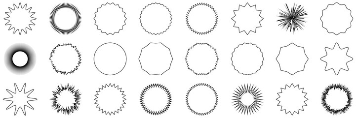 Wall Mural - sun collection line vector icons. sun rays. vector illustration
