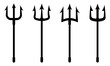 Trident devil or satan icons vector set. Pitchfork Poseidon or Neptune on white background. Symbol hell and evil.