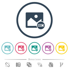 Sticker - Image processing flat color icons in round outlines