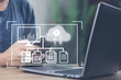 © NewmanStudio - Document Management System(dms) concept. Male hands operating a computer. to manage online that is easy, convenient, fast and enhances the efficiency of digital transformation for the organization