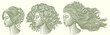 Women's hairstyles. Design set. Editable hand drawn illustration. Vector vintage engraving. 8 EPS
