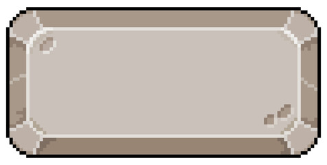 Pixel art stone style button for game and app interface vector icon for 8bit game on white background
