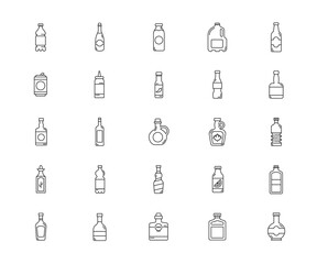 Wall Mural - Icon set of bootle. Simple outline icon. Vector illustration..