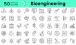 bioengineering Icons bundle. Linear dot style Icons. Vector illustration