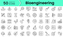 Bioengineering Icons Bundle. Linear Dot Style Icons. Vector Illustration