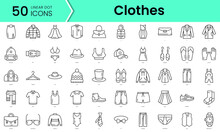 Clothes Icons Bundle. Linear Dot Style Icons. Vector Illustration