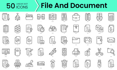 Wall Mural - file and document Icons bundle. Linear dot style Icons. Vector illustration