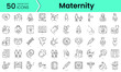 maternity Icons bundle. Linear dot style Icons. Vector illustration