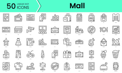 mall Icons bundle. Linear dot style Icons. Vector illustration