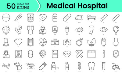 Wall Mural - medical hospital Icons bundle. Linear dot style Icons. Vector illustration