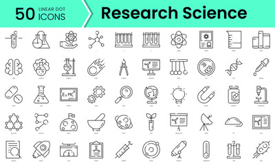Wall Mural - research science Icons bundle. Linear dot style Icons. Vector illustration