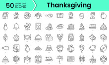 Thanksgiving Icons Bundle. Linear Dot Style Icons. Vector Illustration