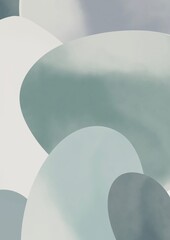 Abstraction in pastel colors: green, blue, beige, gray. Suitable for banner, poster, flyer, social media post or stories, template, cover, etc. Modern organic shapes with copy space text. The illustra