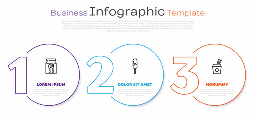 Set line Online ordering and delivery, Ice cream and Asian noodles chopsticks. Business infographic template. Vector