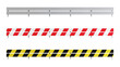 Set of Metal road barriers. Barrier for protection and control. 3D rendering.