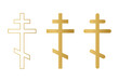 © chrupka - set of golden orthodox crosses- vector illustration