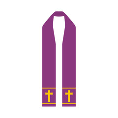 Poster - purlpe priest's stole with cross- vector illustration