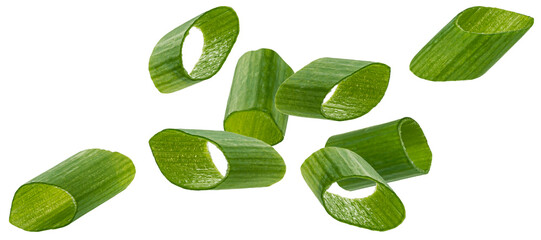 Wall Mural - green onion, chopped chives isolated on white background