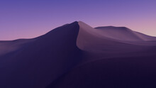 Desert Landscape With Sand Dunes And Lilac Gradient Sky. Surreal Contemporary Wallpaper.