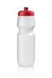 Simple white squeeze bottle with red cap, isolated on white
