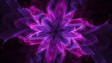 Ethereal Purple Flower Power - Seamless Looping Abstract Fractal, Kaleidoscope Artistic Backdrop, Spiritual Geometry Cosmic Galaxies Line Art - Great For Music Vj And Meditative Backgrounds.