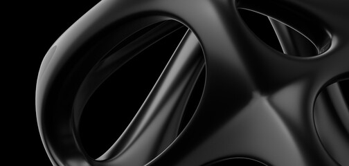 Wall Mural - Abstract black wave paper cut design. Background