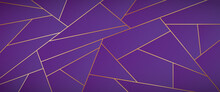 Illustration Of Abstract Vector Background With Gold Lines And Purple Geometric Shapes