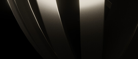 Wall Mural - abstract technology metallic stainless curve shape resources black banner background 3d rendering