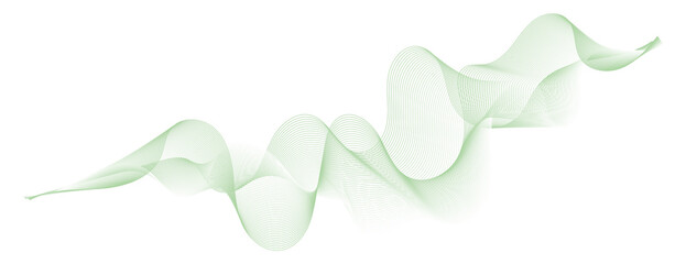 abstract vector green wave melody lines on white background	
