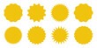 © 32 pixels - Yellow shopping labels collection. Sale or discount sticker. Special offer price tag. Supermarket promotional badge. Vector sunburst icon.