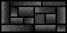 Pixel Disintegration, Decay Effect. Various Rectangular Elements Made Of Round Shapes. Dispersed Dotted Pattern. Mosaic Texture With Simple Particles. Vector Illustration.
