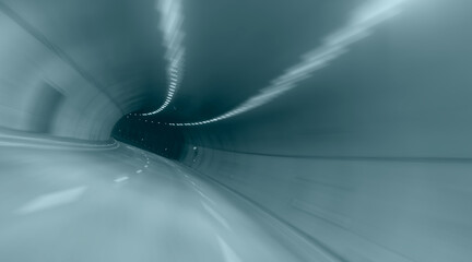 Wall Mural - Abstract speed motion in green highway road tunnel