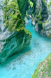 The beautifull emerald green river Soca in the middle of the triglav national park, Slovenia