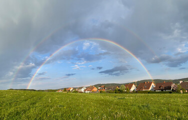 rainbow, clouds, sky