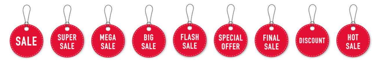 Wall Mural - sale label collection set. sale tags. discount red ribbons, banners and icons. shopping tags. sale i