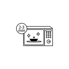 Microwave two three minutes cook icon. Kitchen appliances icon eps ten